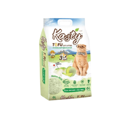 ทรายแมวเต้าหู้ kasty กลิ่นนมเมล่อน ขนาด 6 ลิตร_0